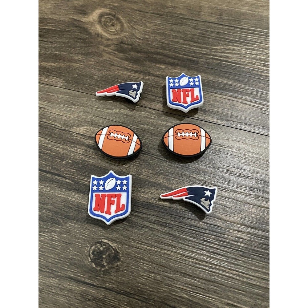 New England Patriots Football Team Sports Charm For Crocs Shoe Charms - 6 Pieces